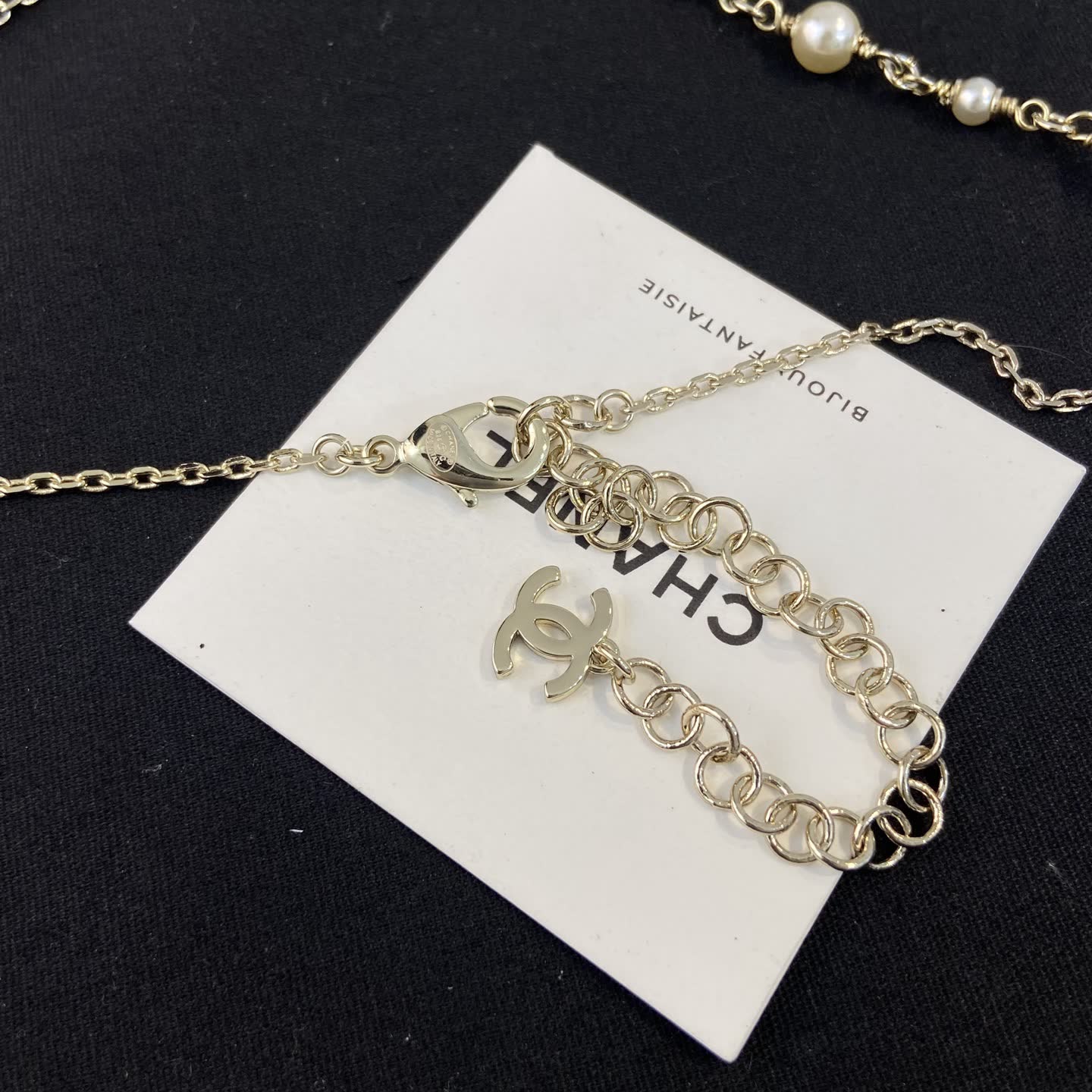 Chanel Gold-Tone Pearl and Crystal Necklace